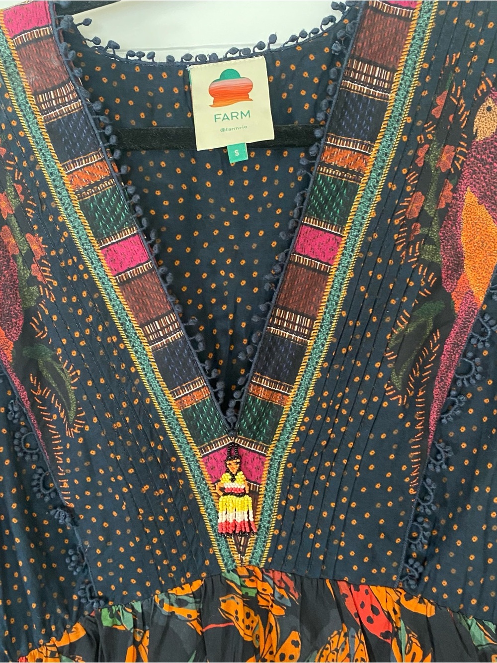 FARM Rio Multicolor Floral-Print Mini Dress — Navy, Pink, Orange - Picture 12 of 12